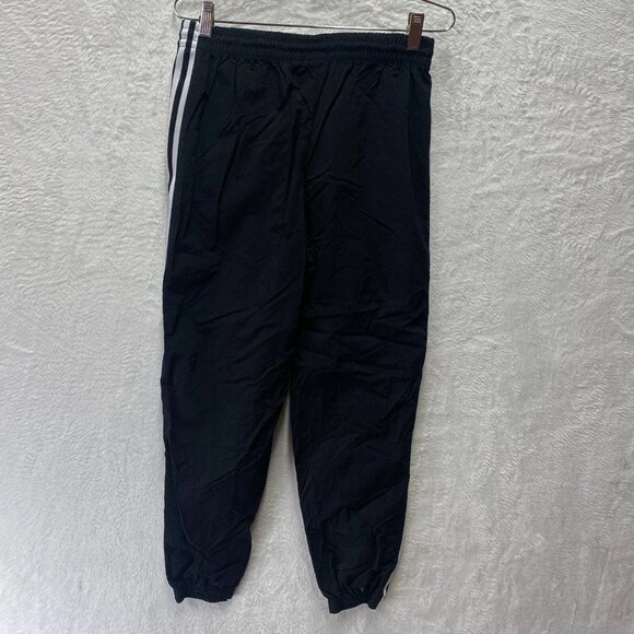 Adidas Jogger Pants Women's Small Black 3 Striped Nylon High Rise Elastic Waist - Picture 5 of 13